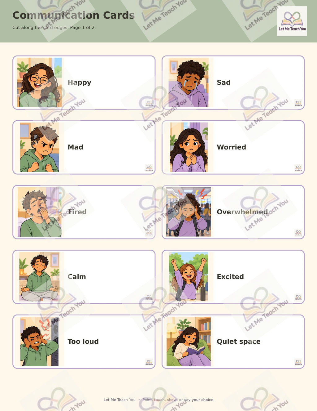 Feelings & “I Need” Communication Board