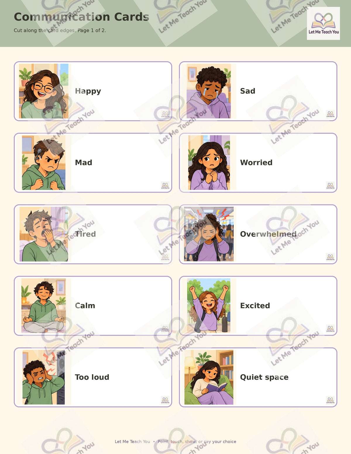 Feelings & “I Need” Communication Board