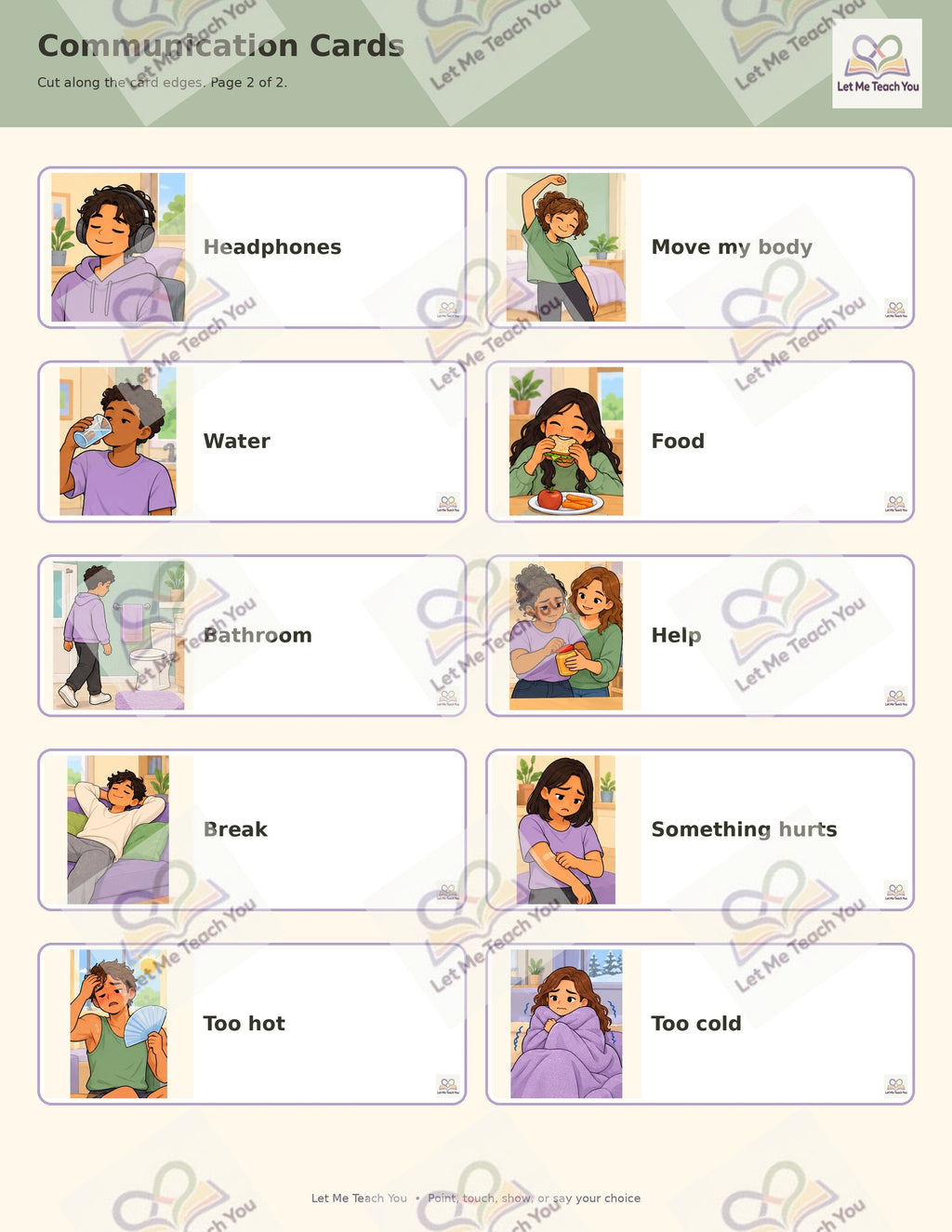 Feelings & “I Need” Communication Board