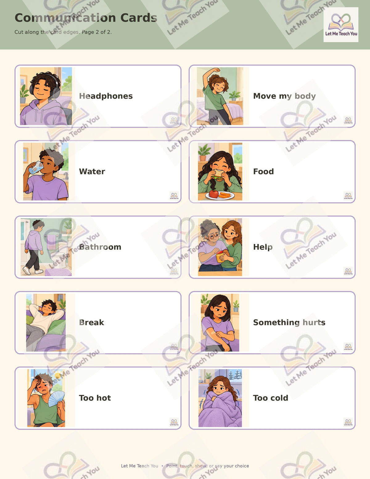 Feelings & “I Need” Communication Board